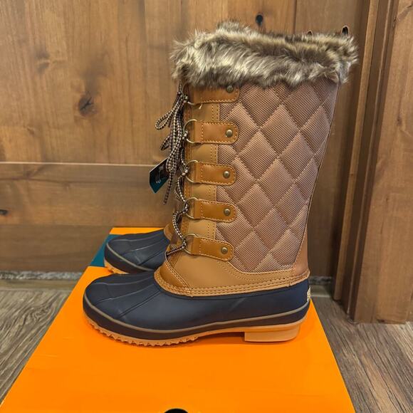 Sporto Deal Waterproof Quilted Duck Boots with Faux Fur Trim 9 Tan - Picture 5 of 10